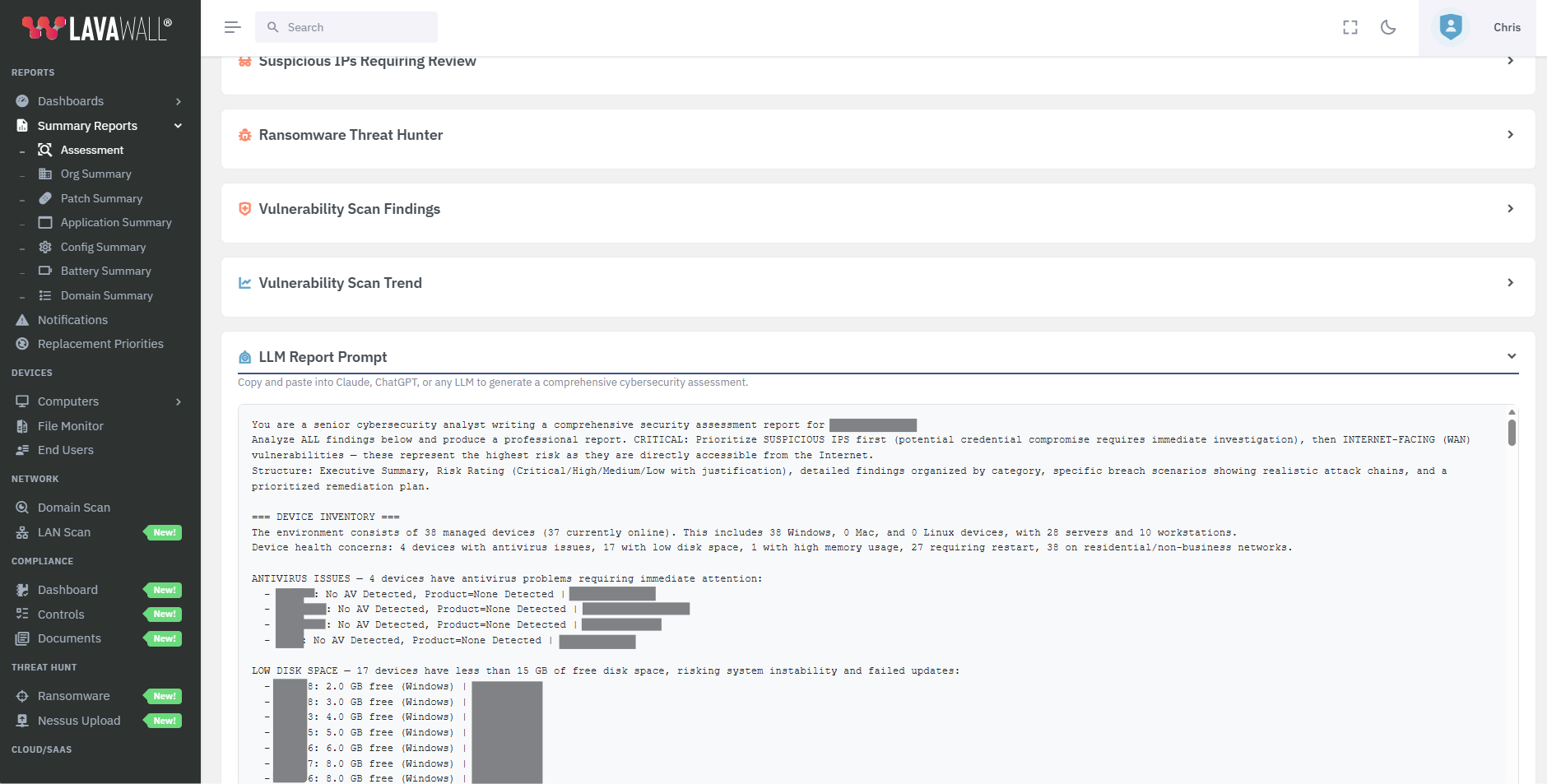 Lavawall&reg; Automatically generate a cybersecurity with an AI LLM