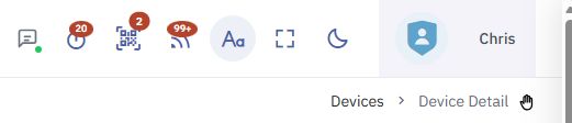 The Lavawall console top bar, with the Accessibility settings button marked Aa among the toolbar icons.
